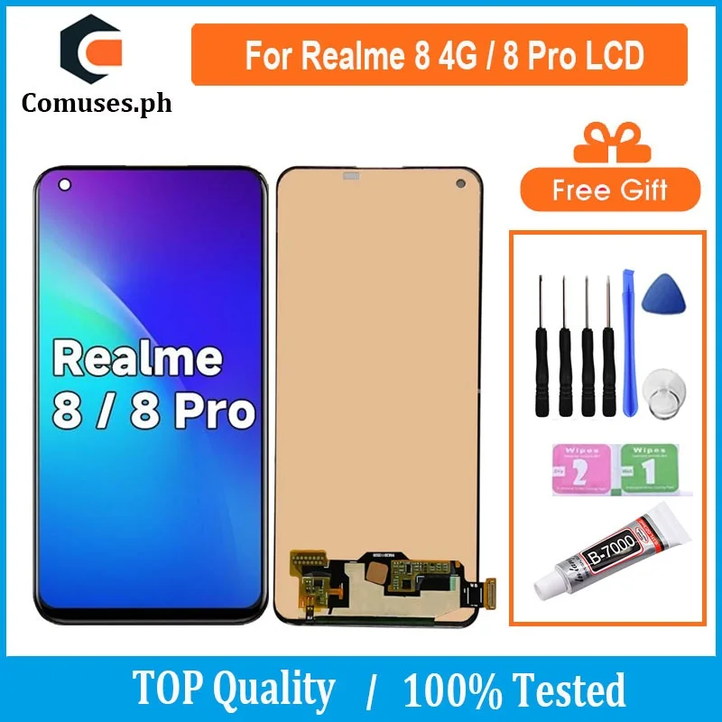 Realme 8 4G/8 Pro Çıtalı Ekran Dokunmatik Siyah OLED
