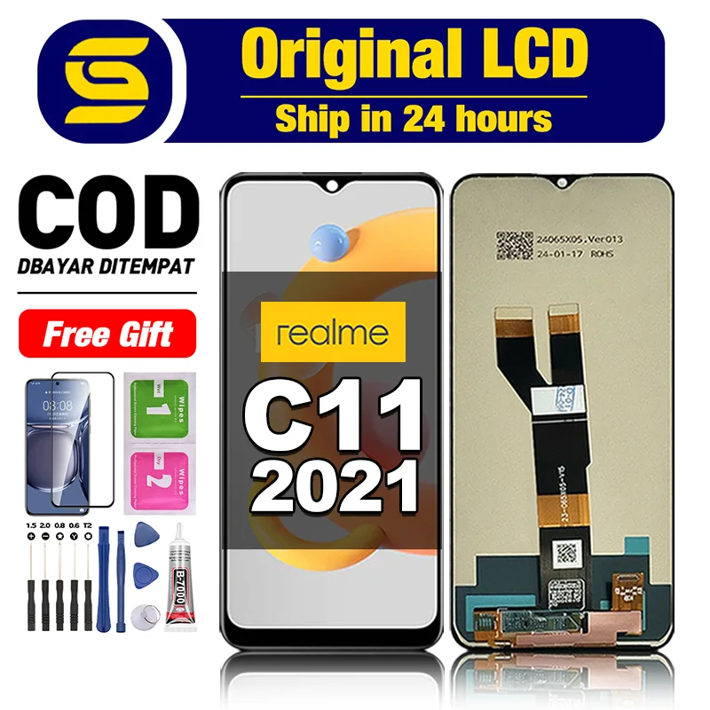 Realme C11 2021 Çıtalı Ekran Dokunmatik Siyah Orijinal