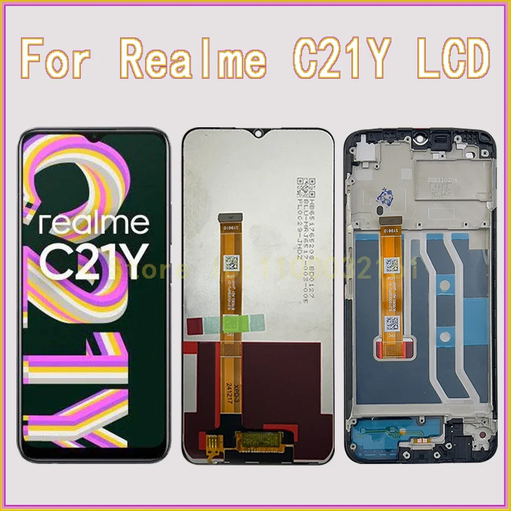Realme C21y 2021 Çıtalı Ekran Dokunmatik Siyah Orijinal