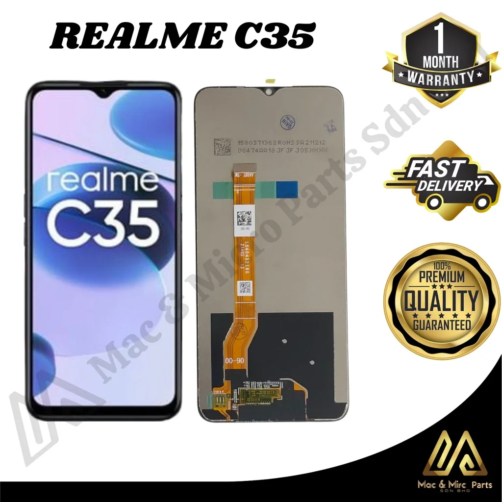 Realme C35 Çıtalı Ekran Dokunmatik Siyah Orijinal
