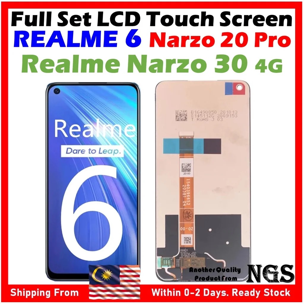Realme Narzo 30 4G Ekran Dokunmatik Orijinal Çıtasız Ürün (Çerçevesiz)