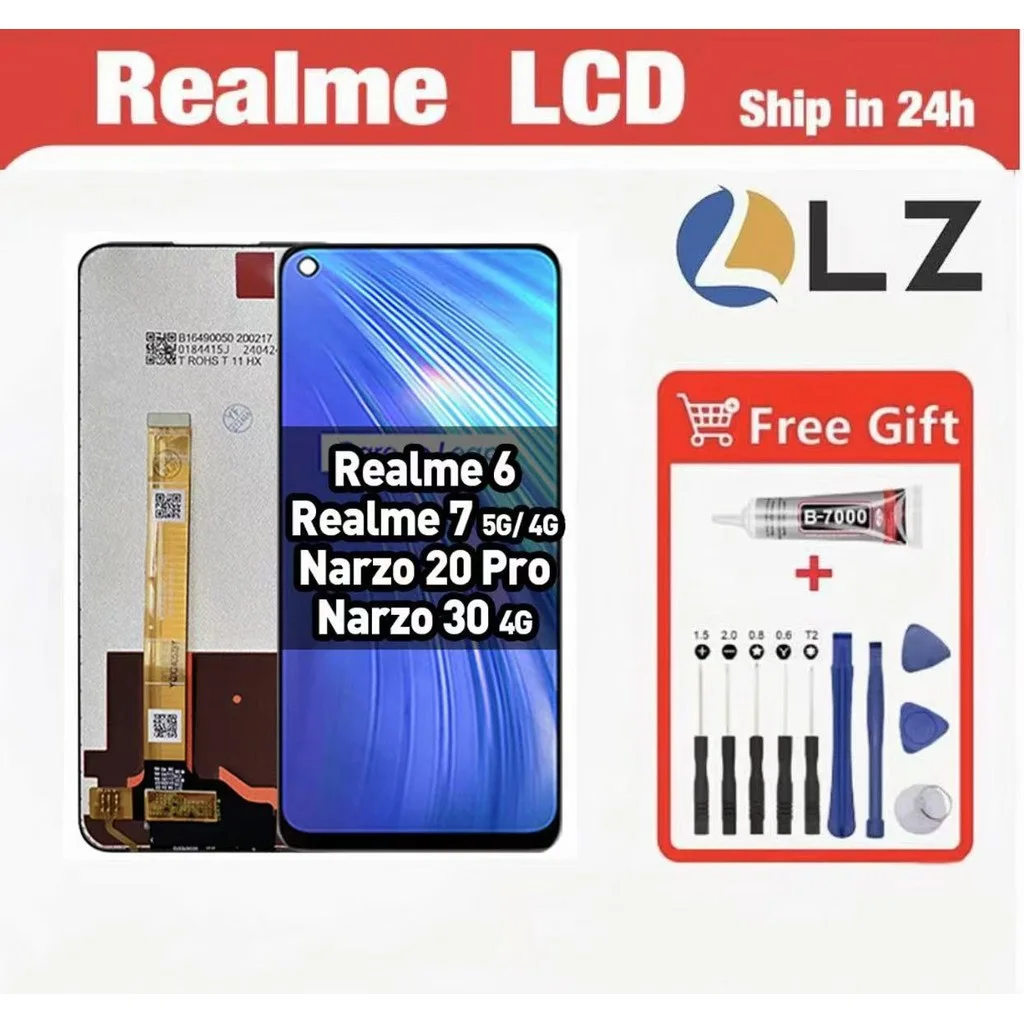Realme Narzo 30 4G Ekran Dokunmatik Orijinal Çıtasız Ürün (Çerçevesiz)