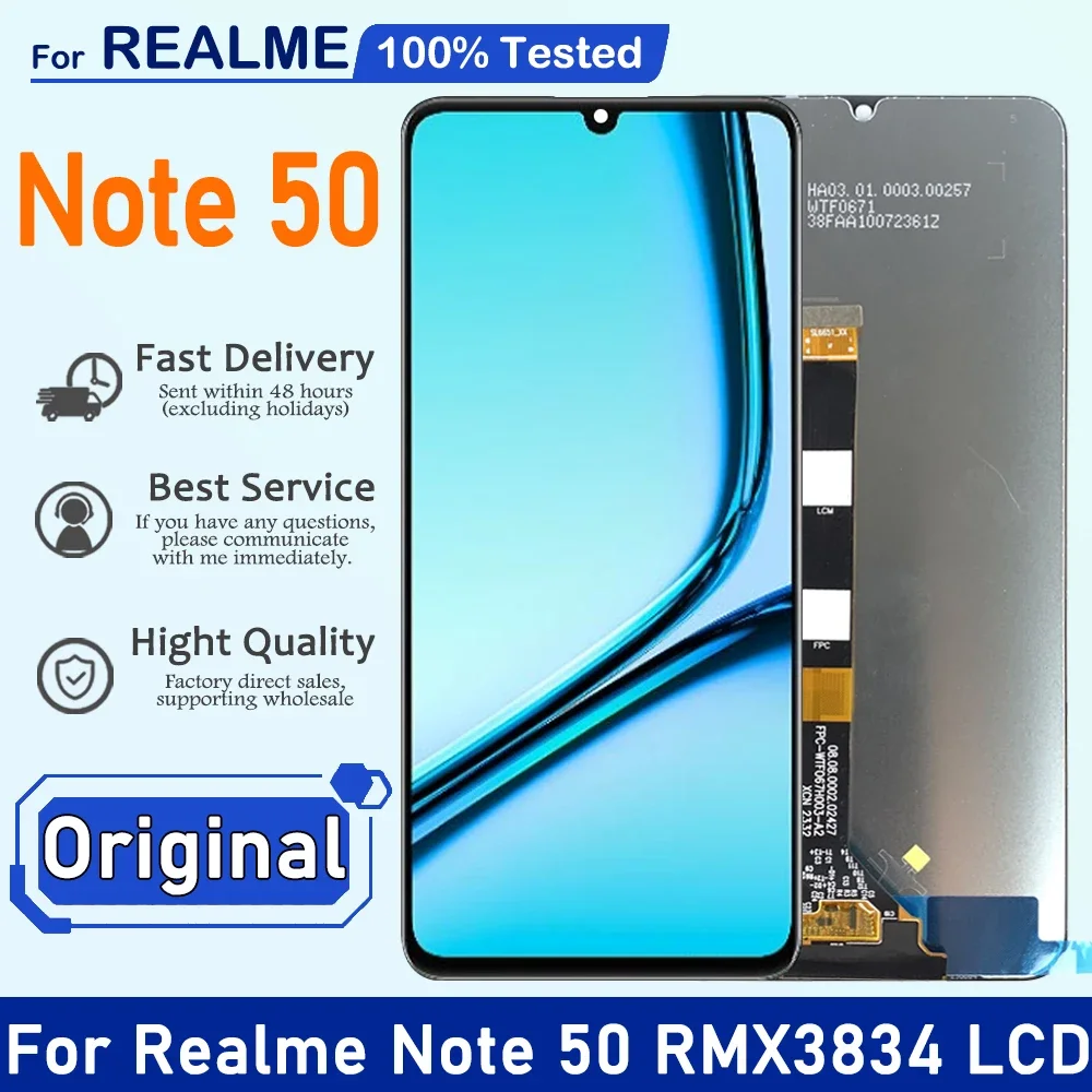 Realme Note 50 Çıtalı Ekran Dokunmatik Siyah Orijinal
