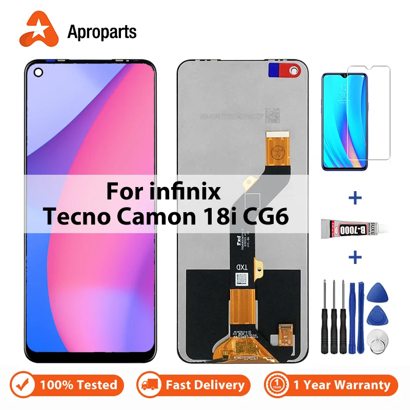 Tecno Camon 18i Çıtalı Ekran Dokunmatik Siyah Orijinal