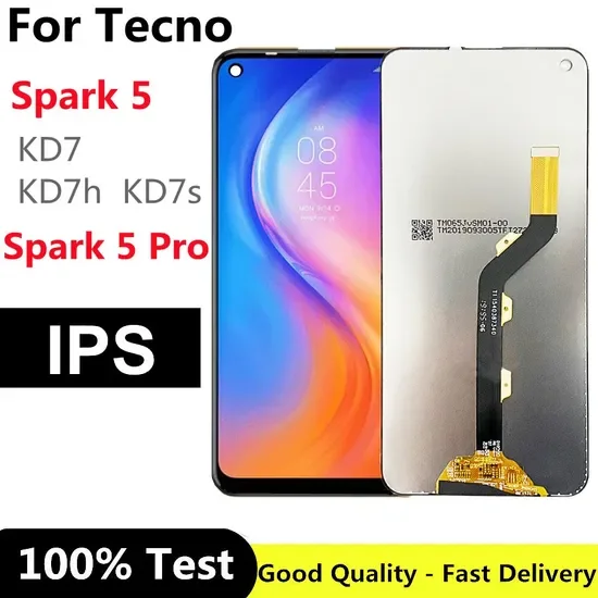 Tecno Spark 5 Pro Ekran Dokunmatik Orijinal Çıtasız Ürün (Çerçevesiz)