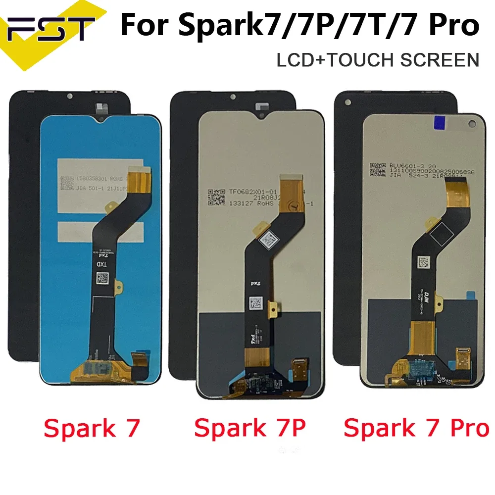 Tecno Spark 7 Çıtalı Ekran Dokunmatik Siyah Orijinal