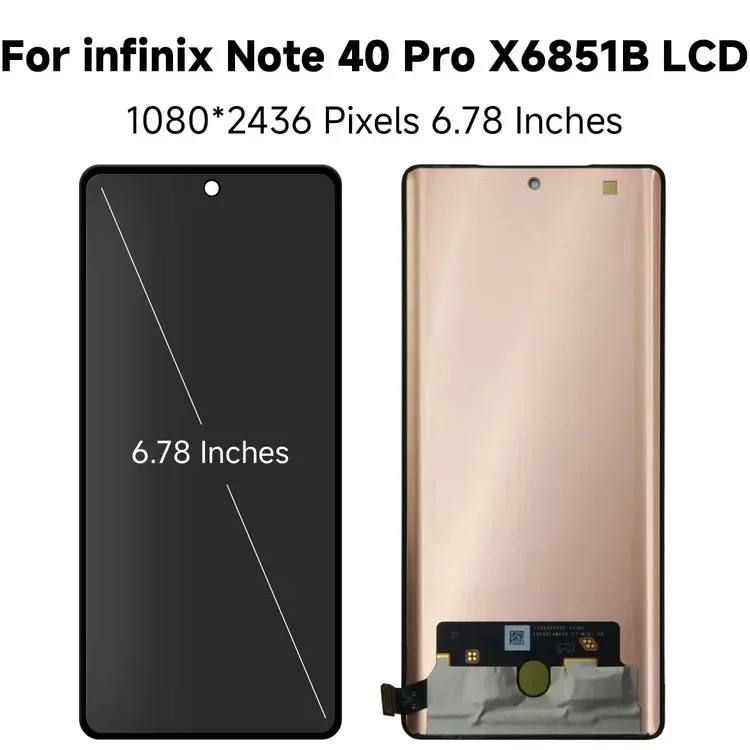 Tecno X6850 / Note 40 Pro 4G Çıtalı Ekran Dokunmatik Siyah SOFT OLED Kalite Ekran