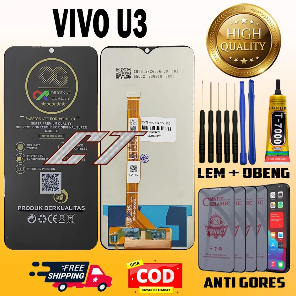Vivo U3 Ekran Dokunmatik Orijinal Çıtasız Ürün (Çerçevesiz)