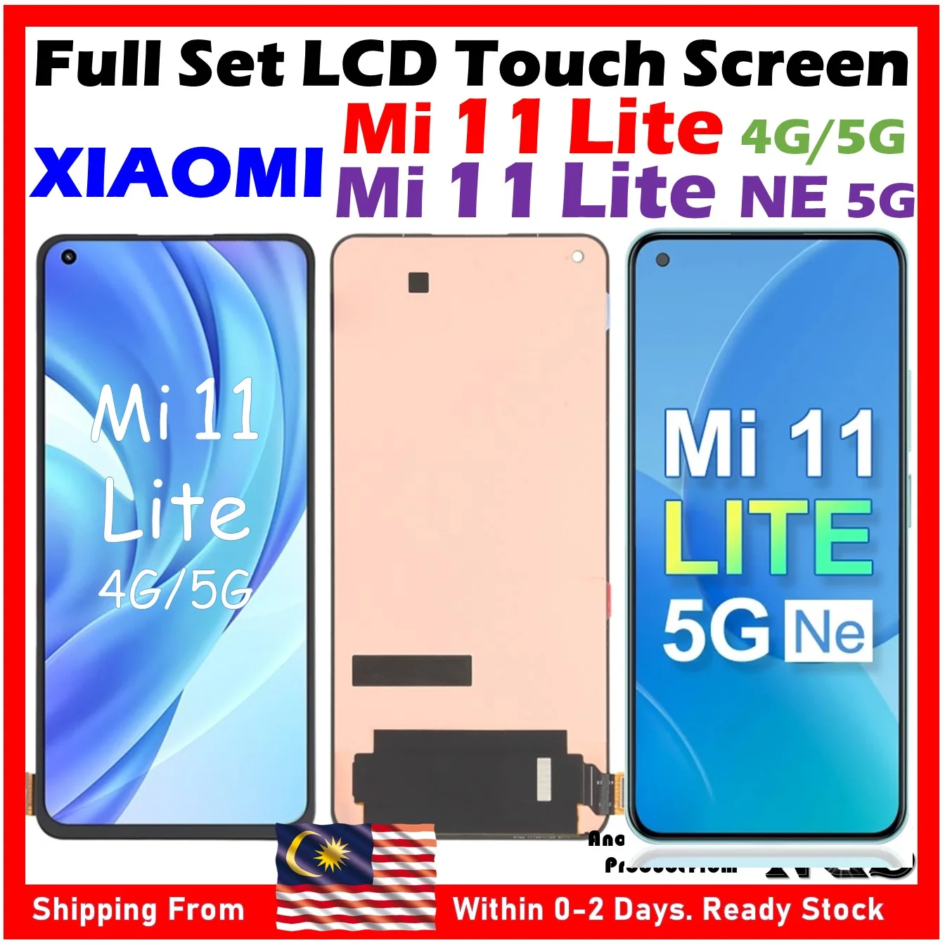 Xiaomi Mi 11 Lite 5G Ekran Dokunmatik Orijinal Çıtasız Ürün (Çerçevesiz)