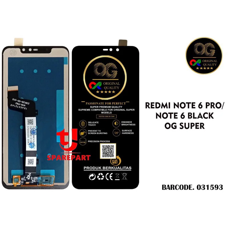 Xiaomi Redmi Note 6 Ekran Dokunmatik Orijinal Çıtasız Ürün (Çerçevesiz)