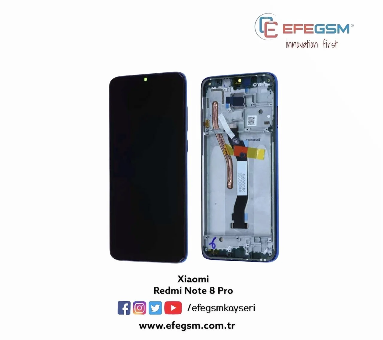 Xiaomi Redmi Note 8 Pro Çıtalı Ekran Dokunmatik Siyah Orijinal