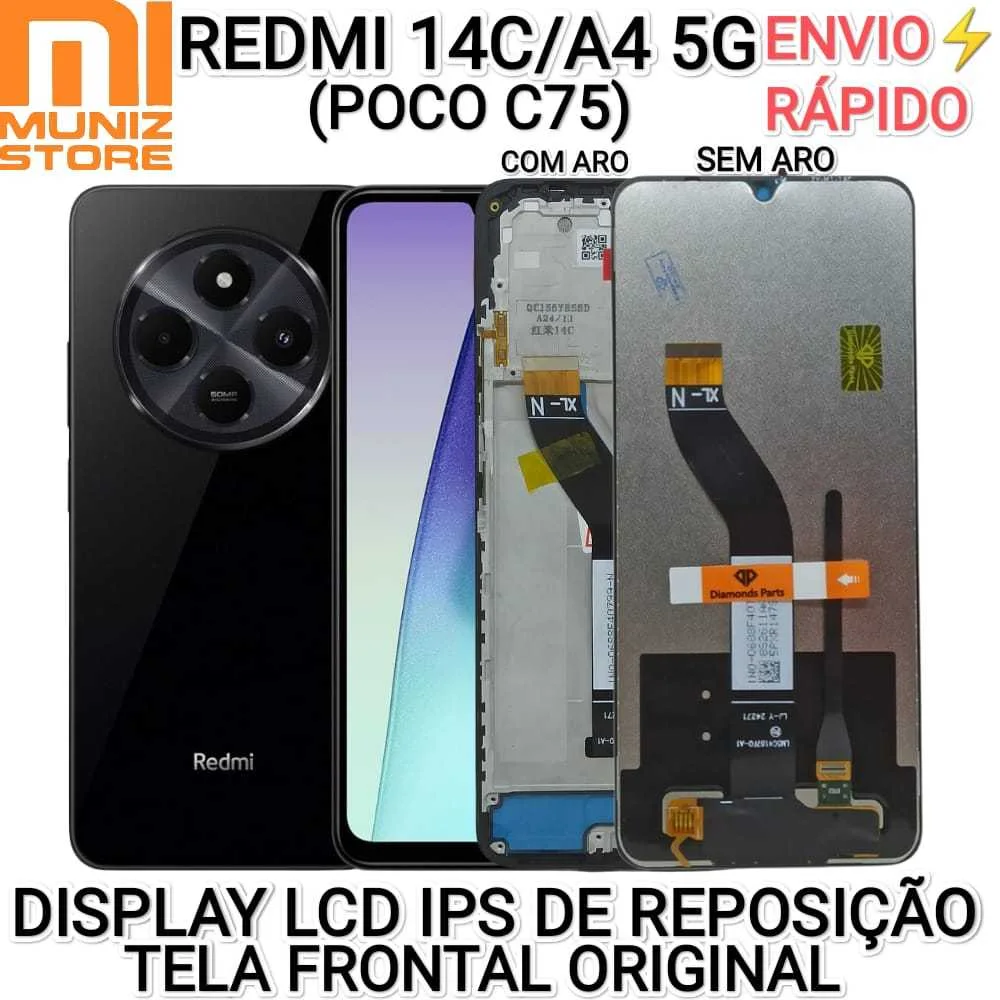 Xiaomi Redmi Poco C75 Çıtalı Ekran Dokunmatik Siyah Orijinal